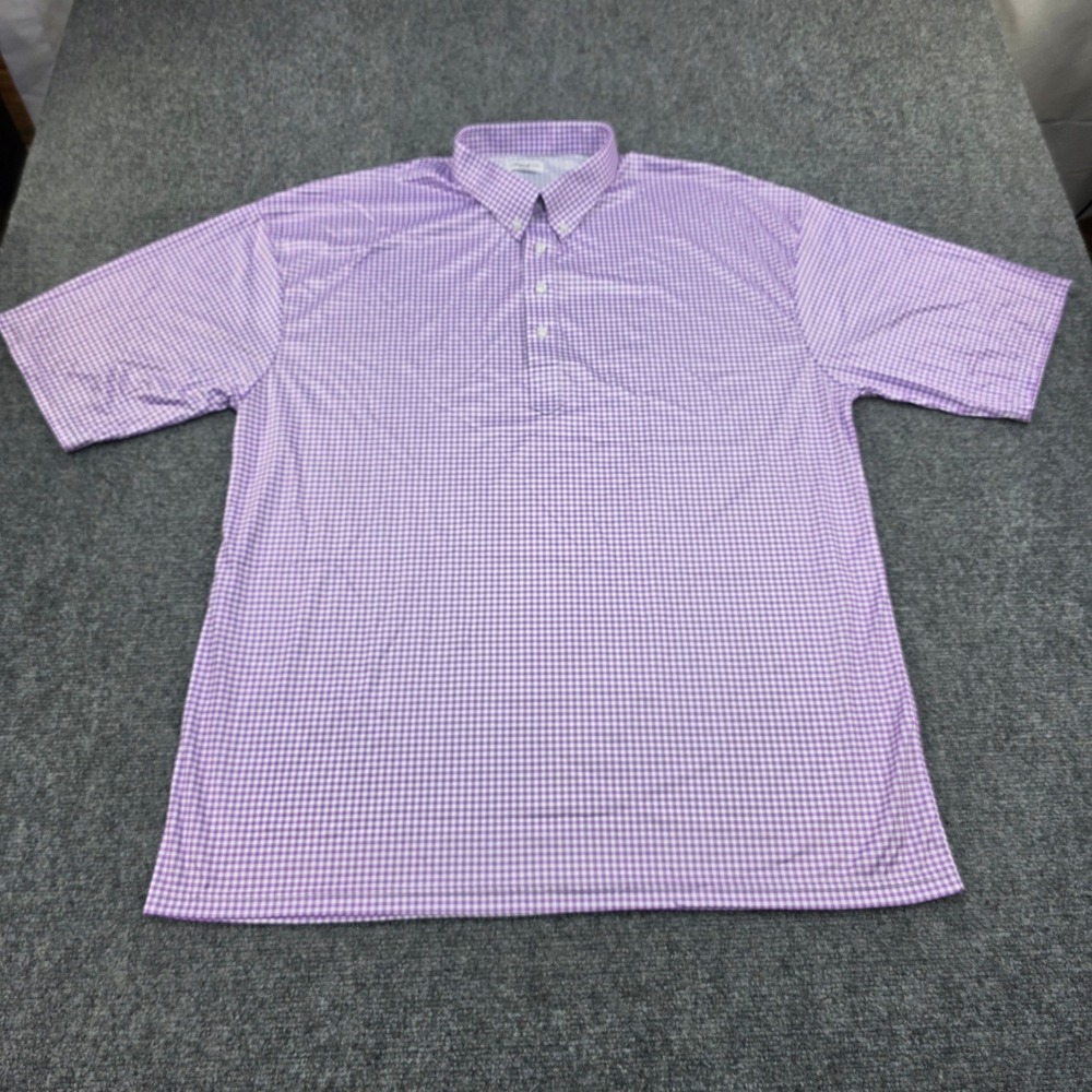 Collars & Co. Men's 3XL Purple Gingham Dress Collar Polo Shirt Short‎ Sleeve